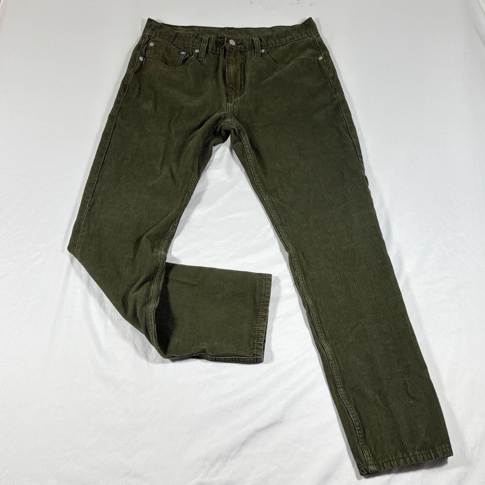 Levis 502 Mens FITS 32x30 Green Corduroy Pants Stretch 5 Pocket Grunge Emo Punk